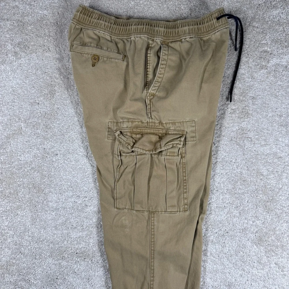 Aeropostale Mens XS Cargo Jogger Pants Khaki Tan Cotton Elastic Waist 4795 Y2K‎
